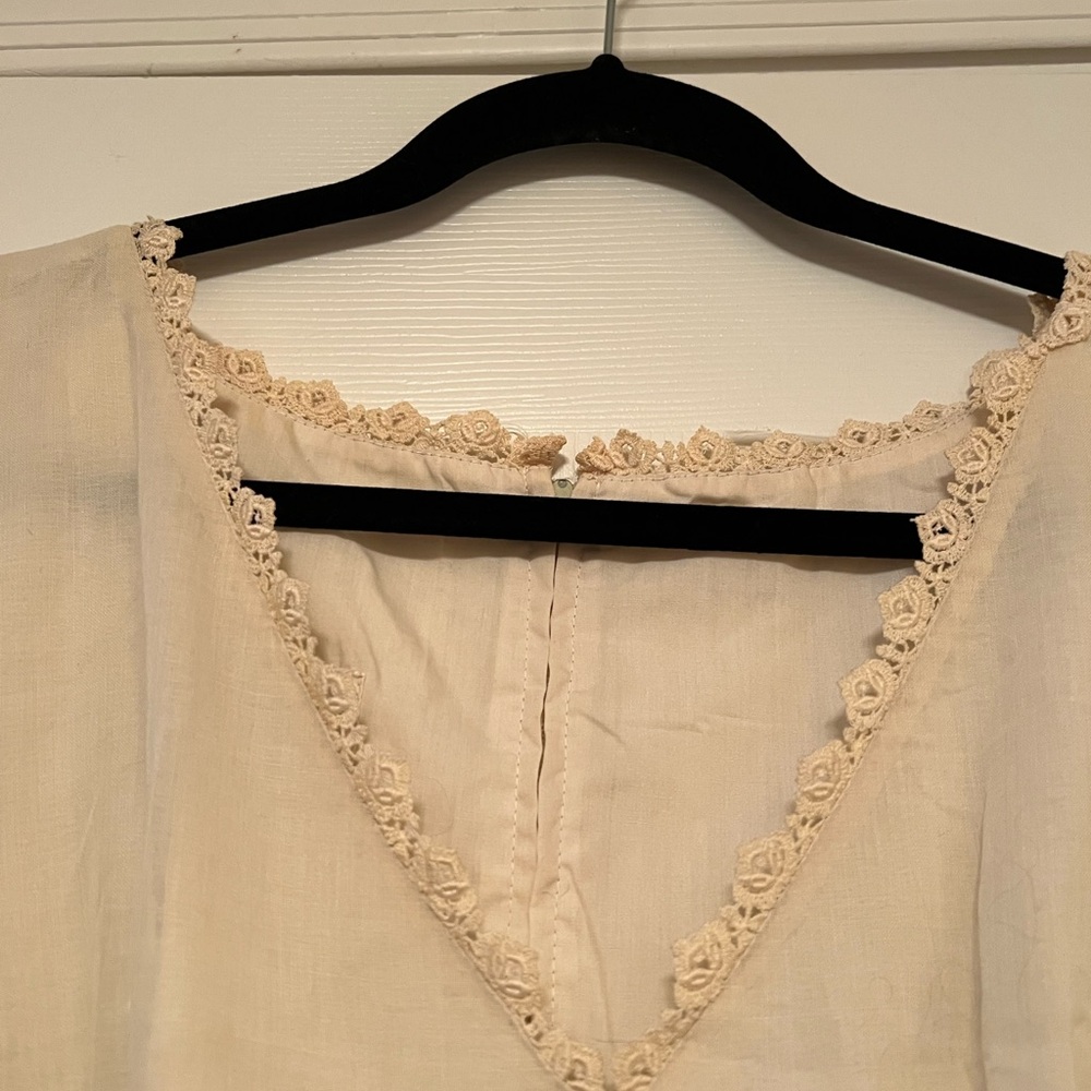 🤑Vintage Courier Cream Long Dress with Pink Accents from Early 70’s Gunne Style - Picture 3 of 5